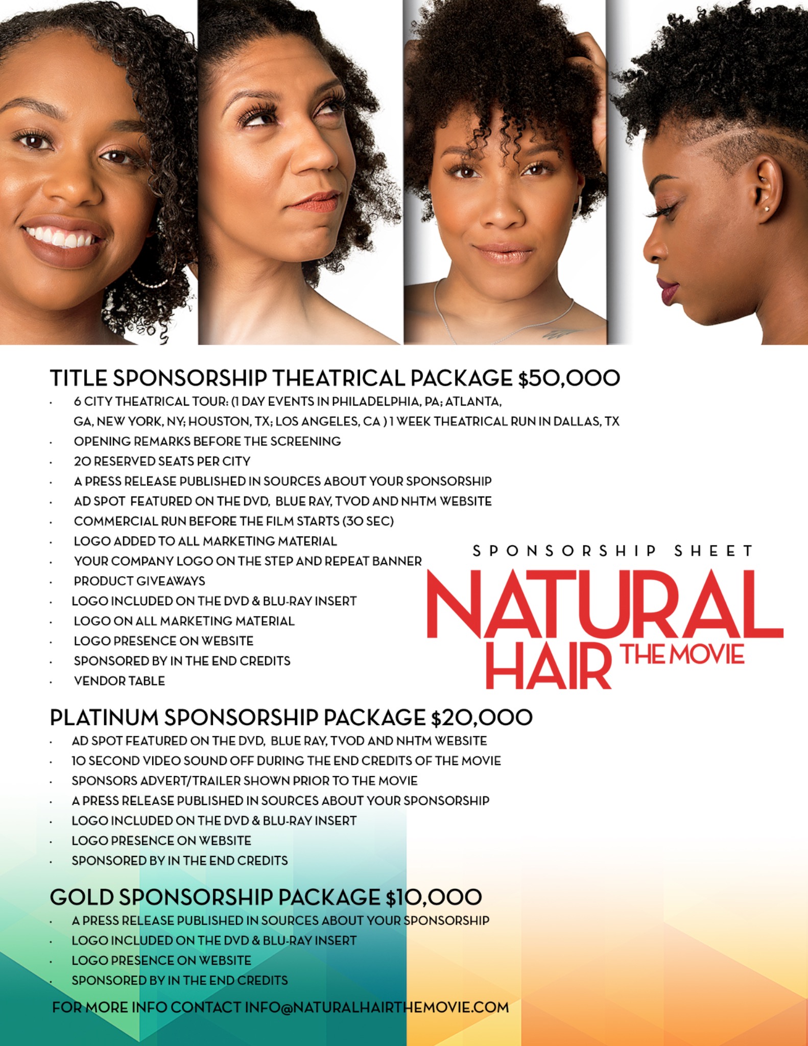 Natural Hair: The Movie · Sponsorship sheet