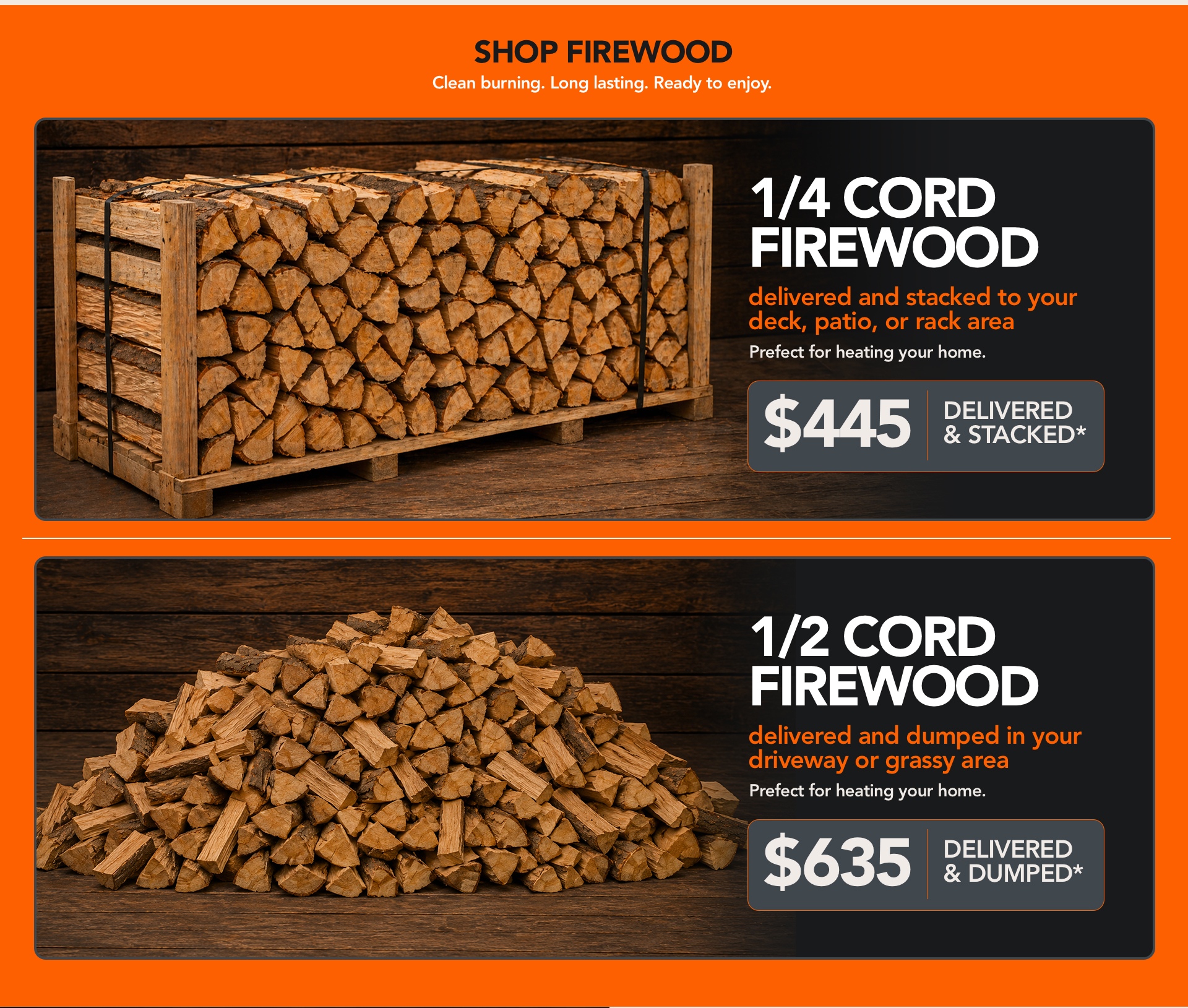 Original Richmond Firewood homepage product design