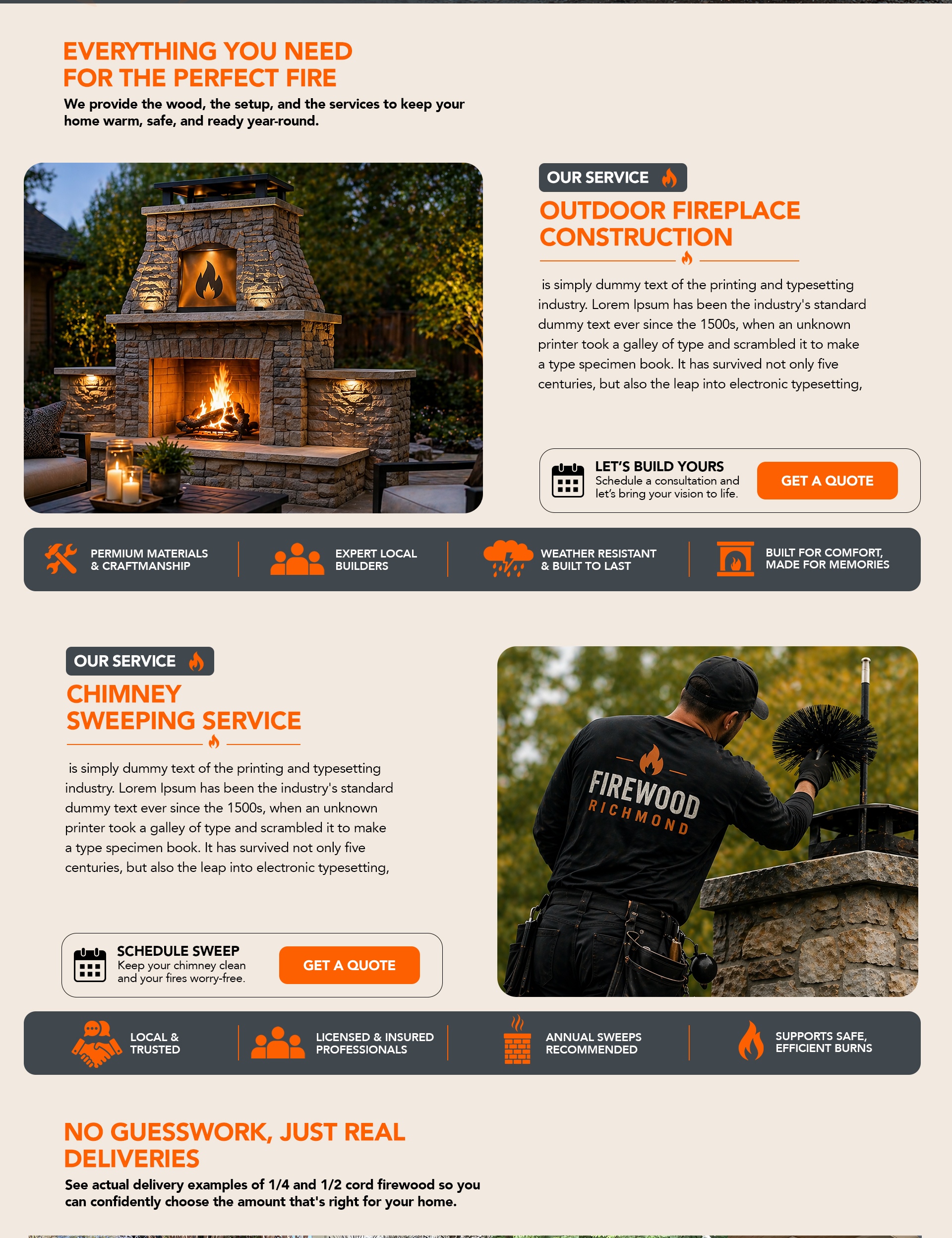 Original Richmond Firewood homepage services design