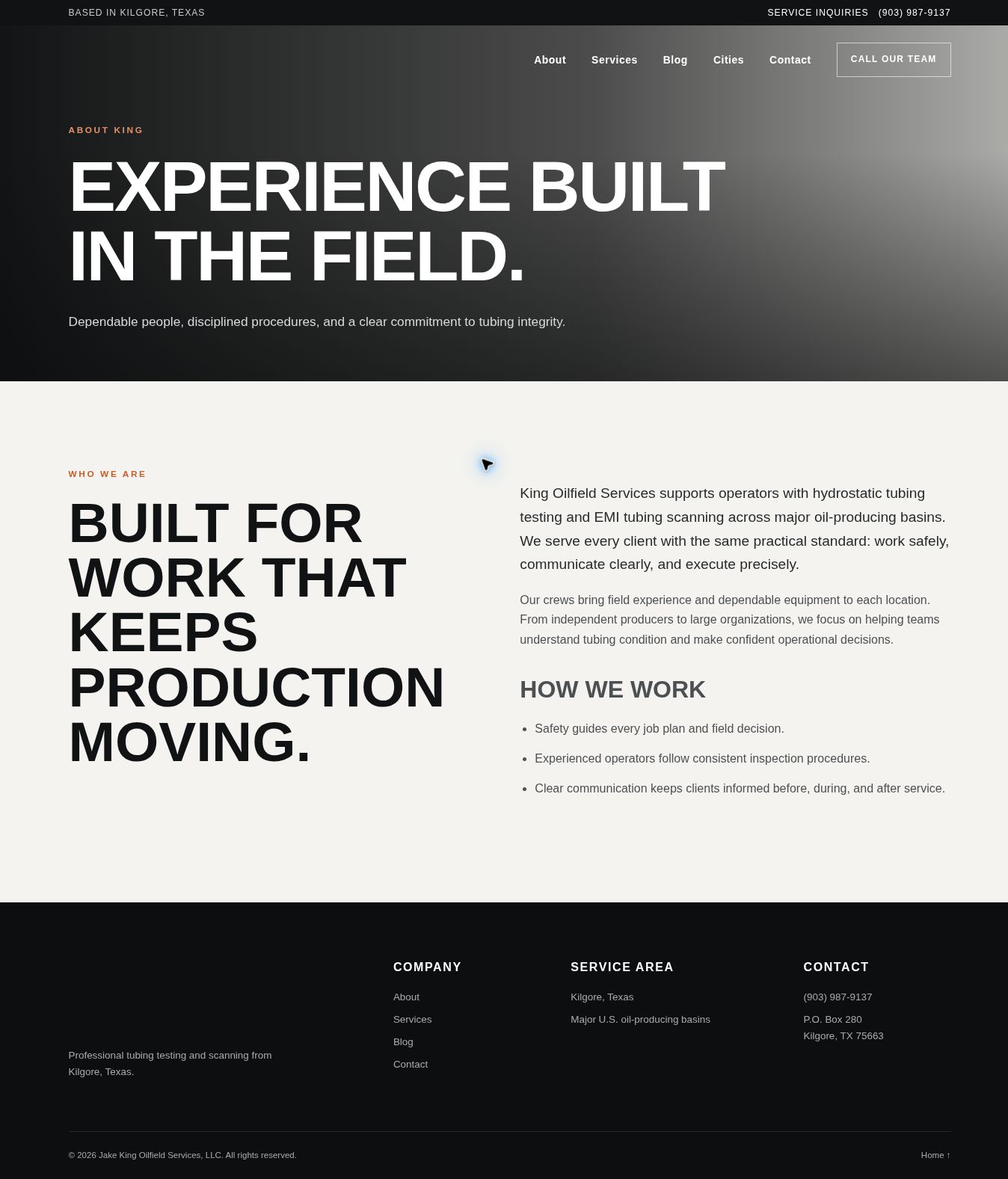 Full-length King Oilfield Services About page