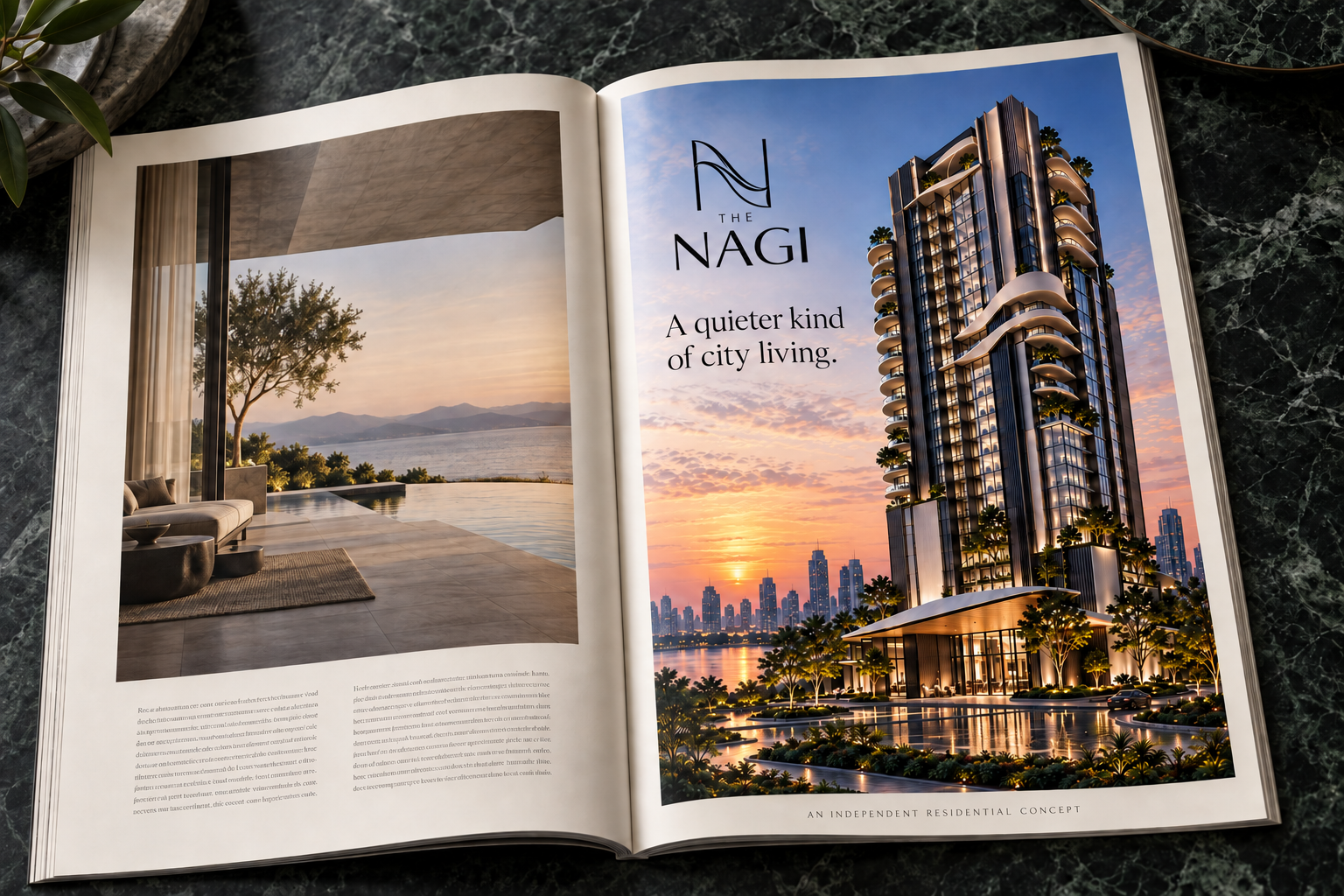 The Nagi magazine advertisement concept presented in an open architecture magazine