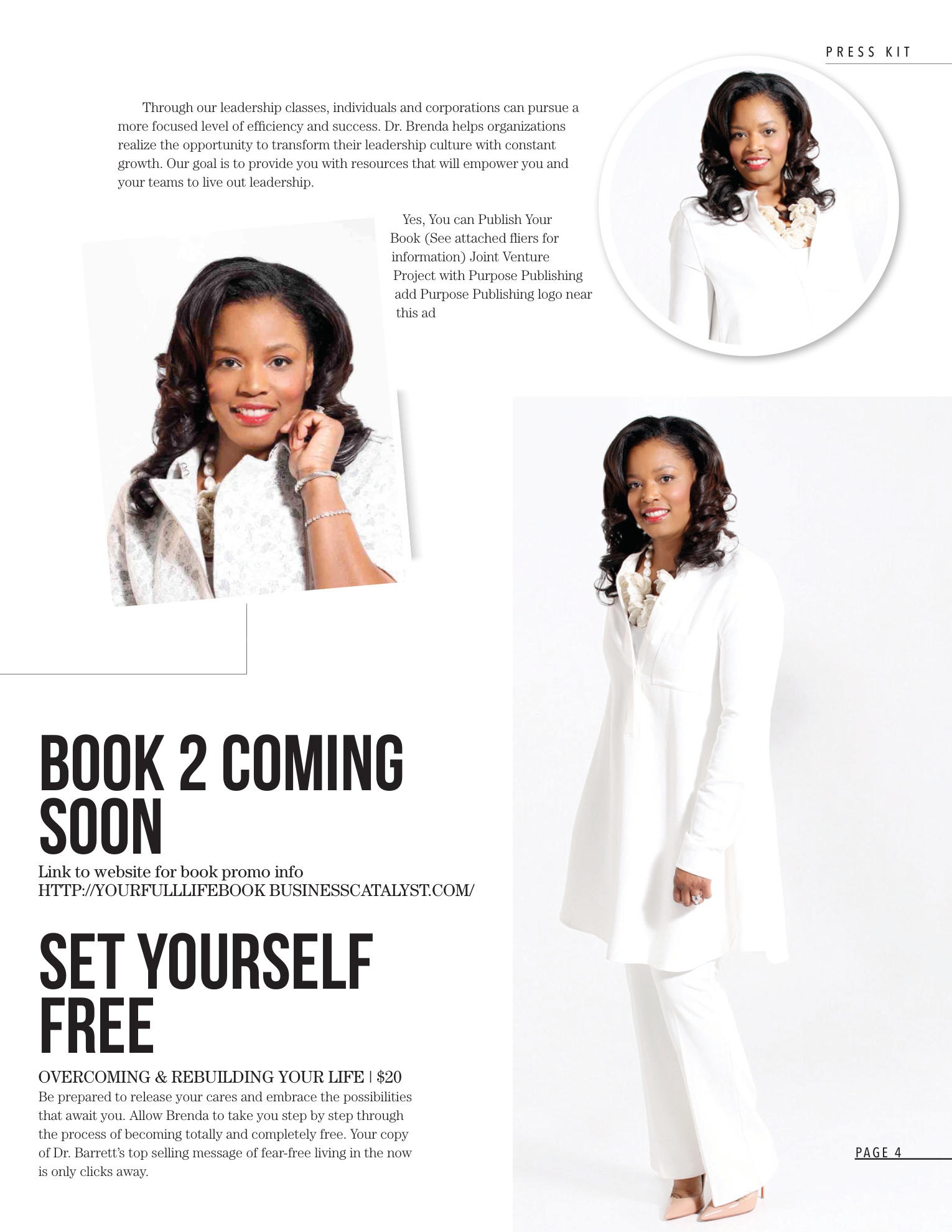 Dr. Brenda M. Barrett press kit, page 4: Publishing and outreach
