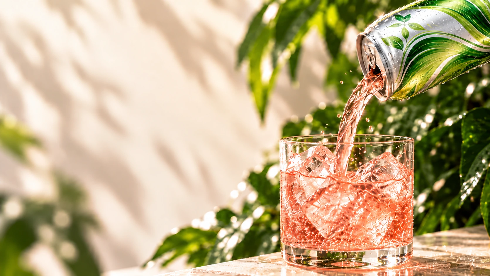 ROOT drink pouring into a glass with ice